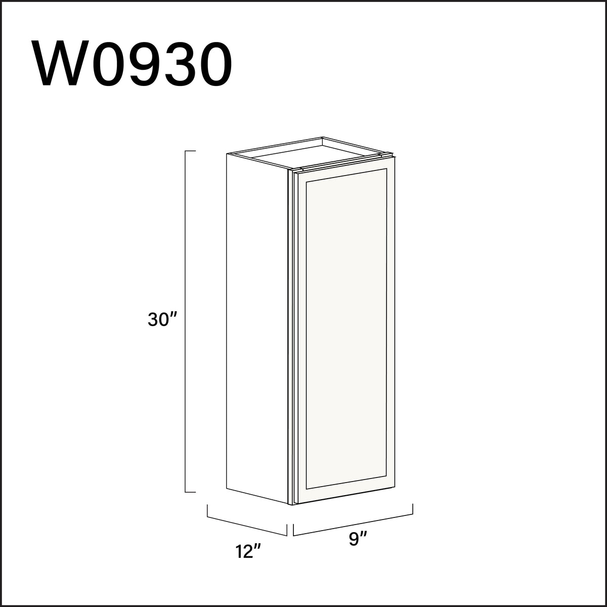 White Slim Shaker Single Door Wall Cabinet - 9" W x 30" H x 12" D