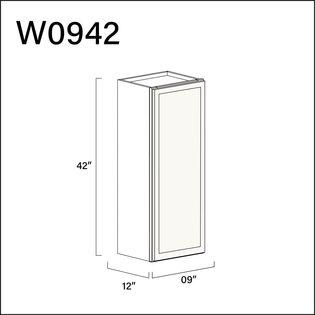 White Slim Shaker Single Door Wall Cabinet - 9" W x 42" H x 12" D