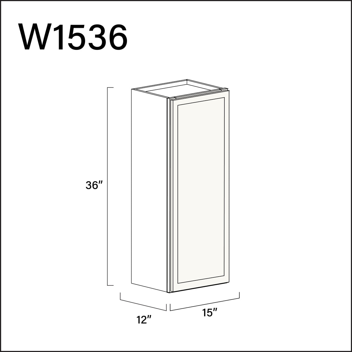 White Slim Shaker Single Door Wall Cabinet - 15" W x 36" H x 12" D