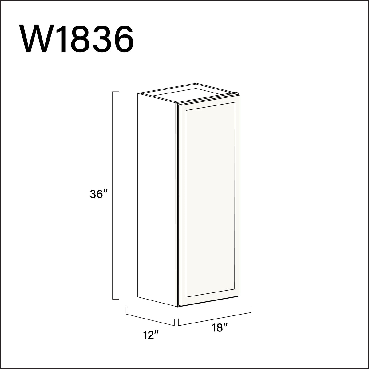 White Slim Shaker Single Door Wall Cabinet - 18" W x 36" H x 12" D