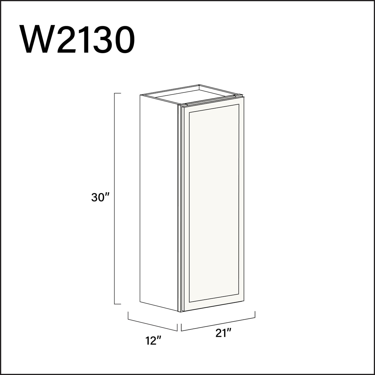 White Slim Shaker Single Door Wall Cabinet - 21" W x 30" H x 12" D