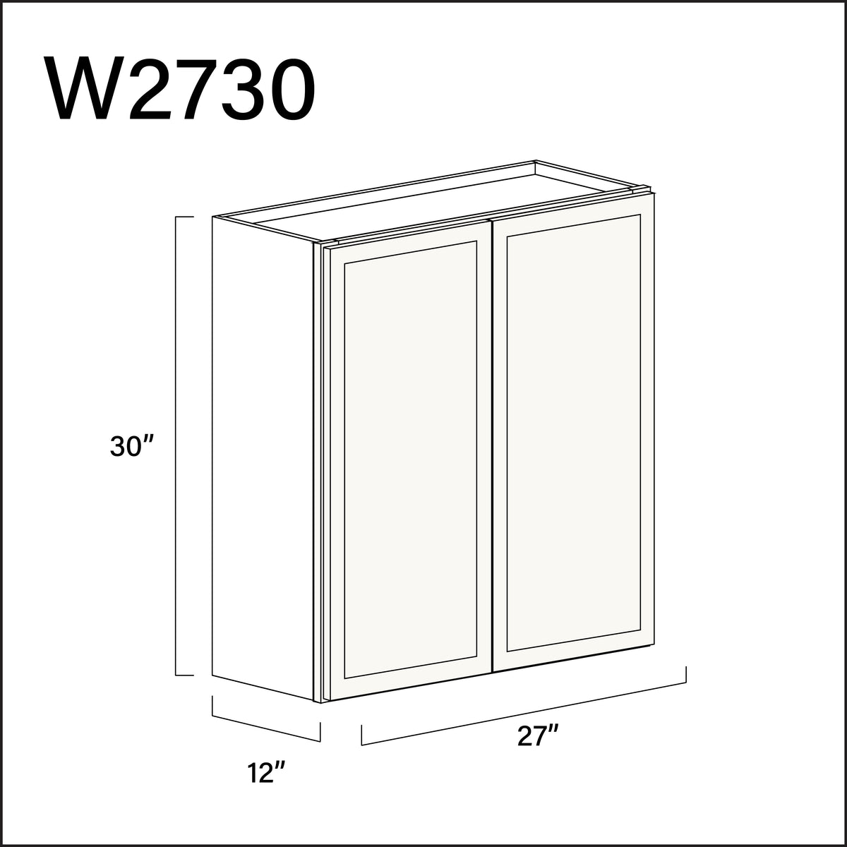 White Slim Shaker Double Door Wall Cabinet - 27" W x 30" H x 12" D