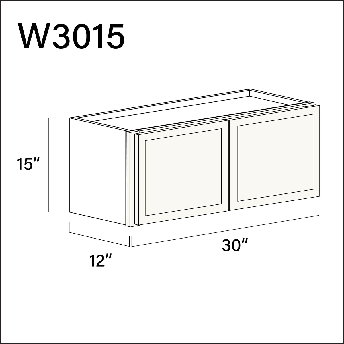 White Slim Shaker Double Door Wall Cabinet - 30" W x 15" H x 12" D