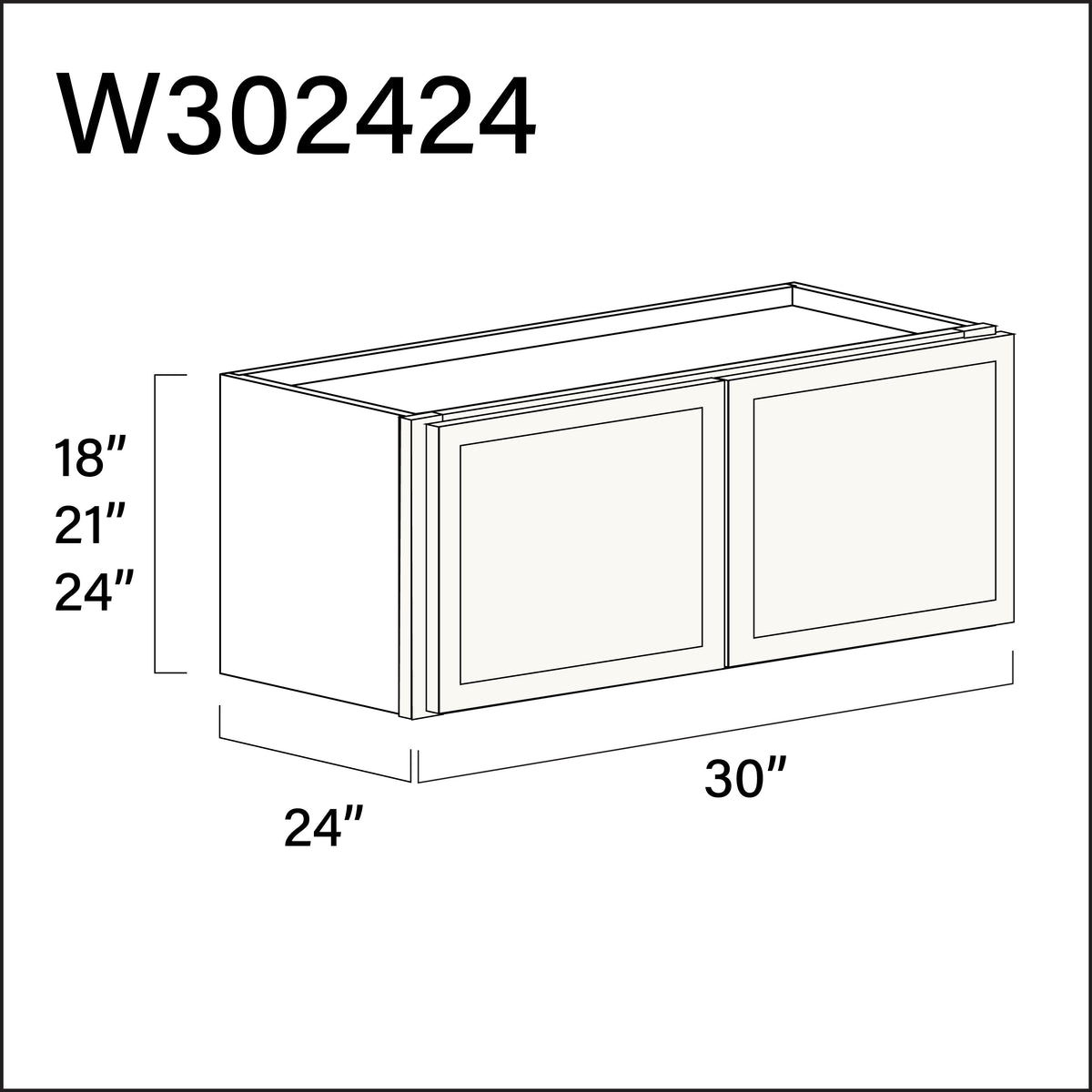 White Slim Shaker Wall Bridge Double Door Cabinet - 30" W x 24" H x 24" D