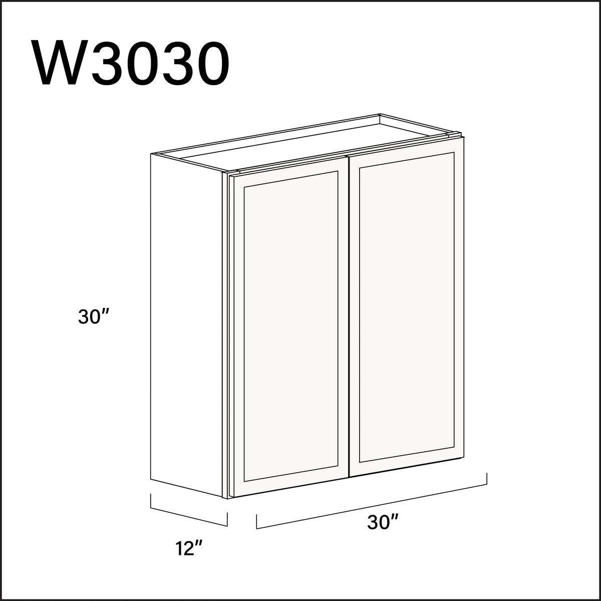 White Slim Shaker Double Door Wall Cabinet - 30" W x 30" H x 12" D APEX Cabinetry
