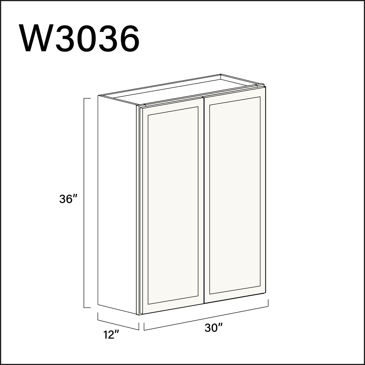 White Slim Shaker Double Door Wall Cabinet - 30" W x 36" H x 12" D