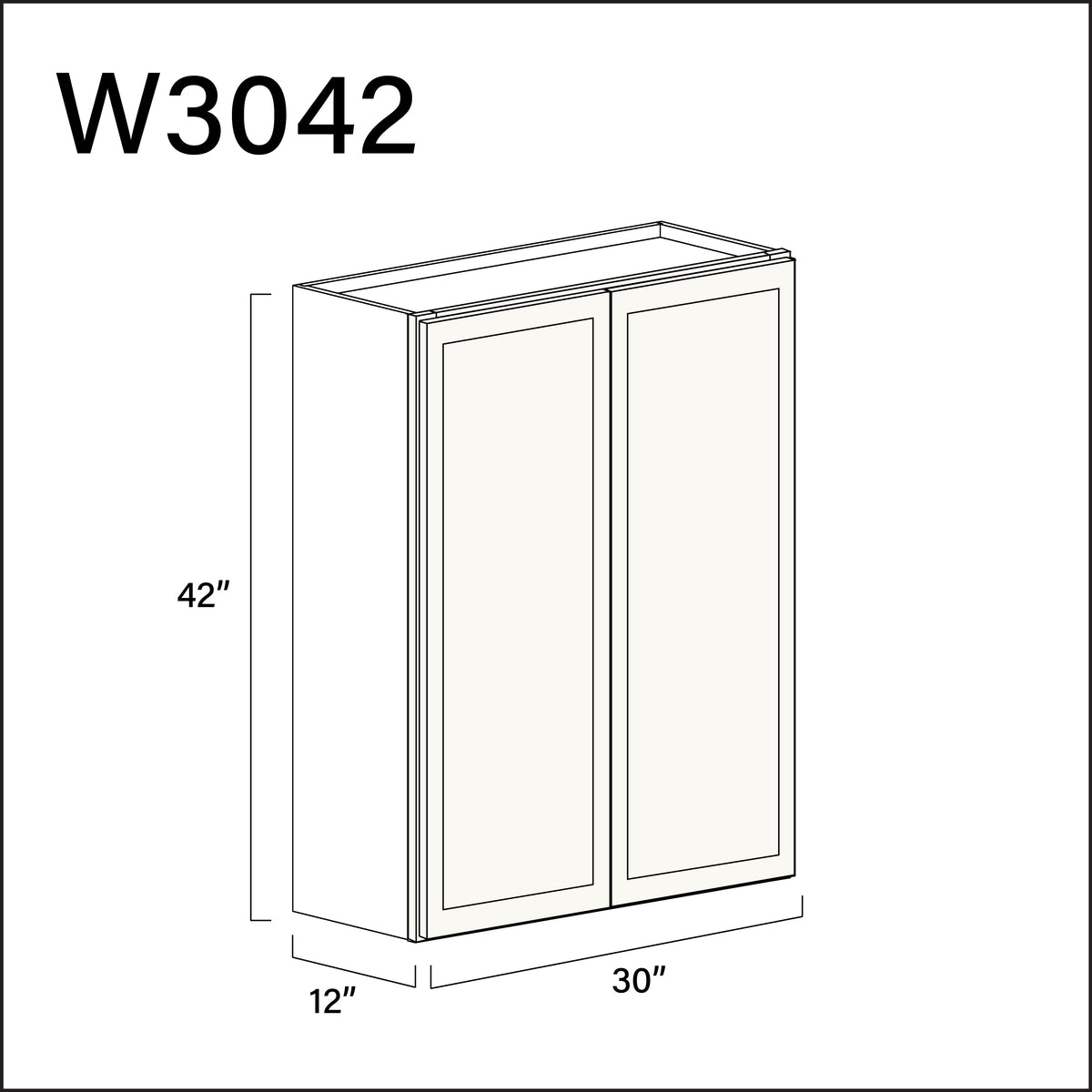 White Slim Shaker Double Door Wall Cabinet - 30" W x 42" H x 12" D