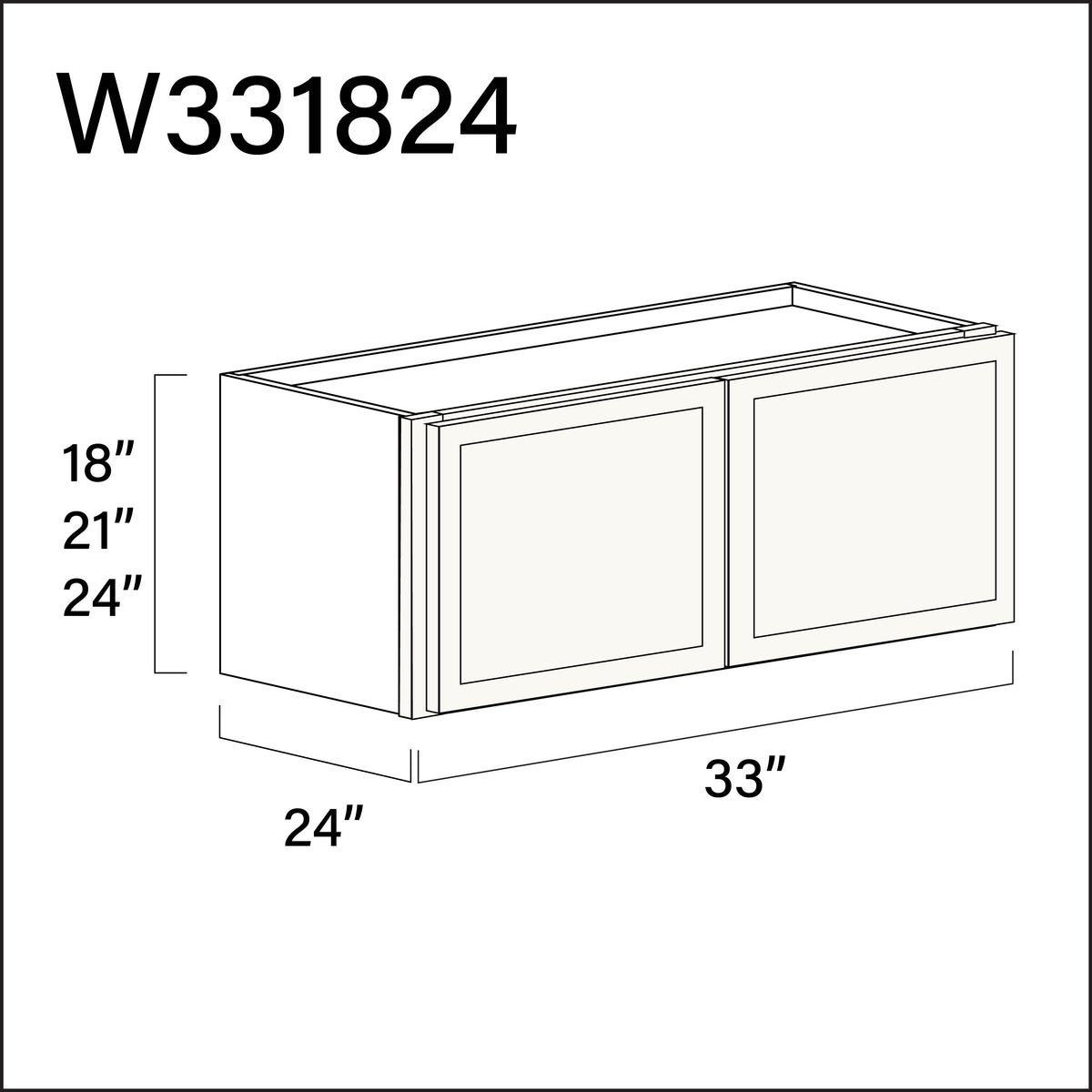 White Slim Shaker Wall Bridge Double Door Cabinet - 33" W x 18" H x 24" D