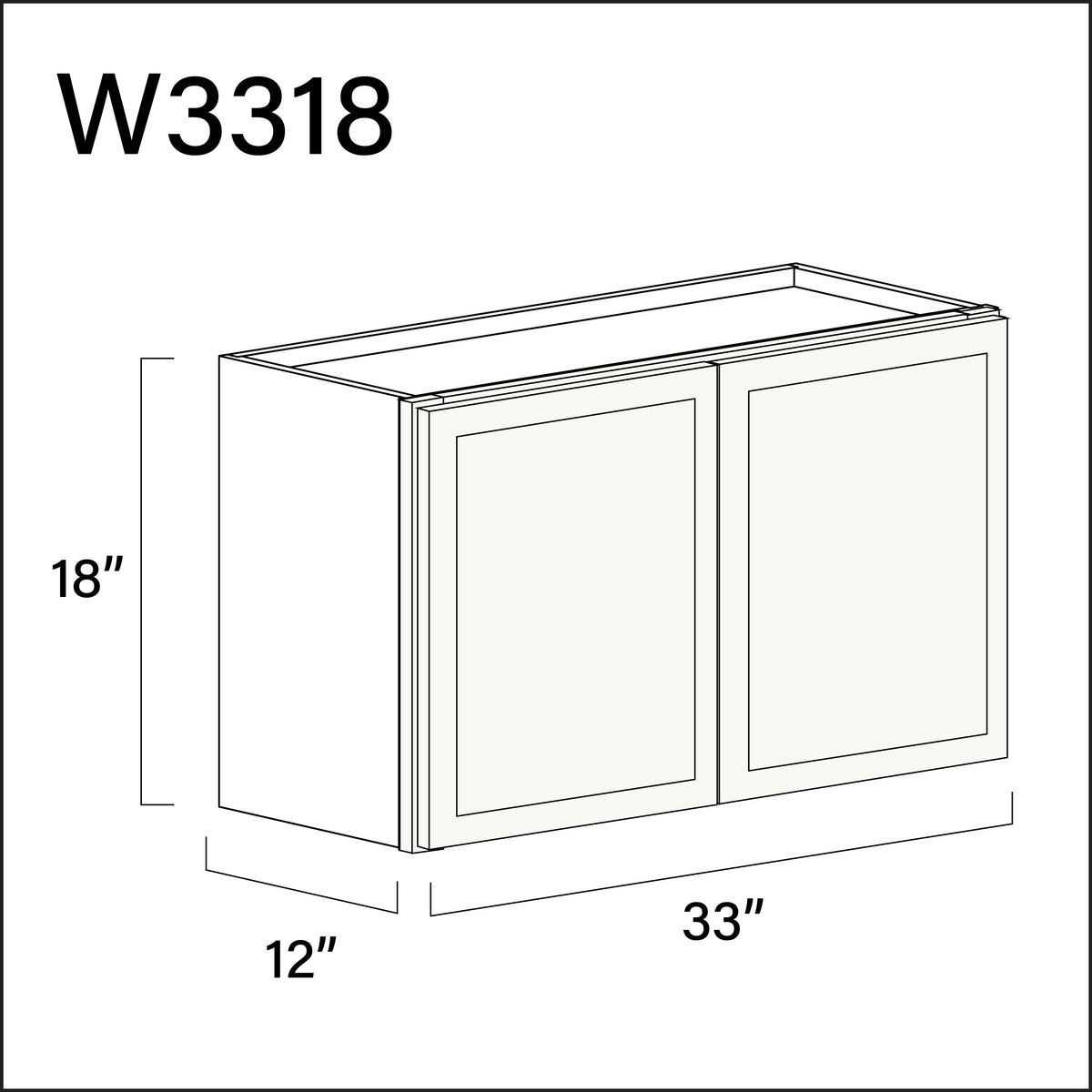 White Slim Shaker Double Door Wall Cabinet - 33" W x 18" H x 12" D
