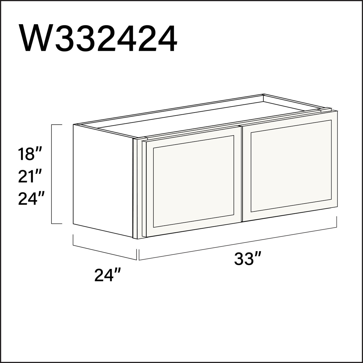 White Slim Shaker Wall Bridge Double Door Cabinet - 33" W x 24" H x 24" D