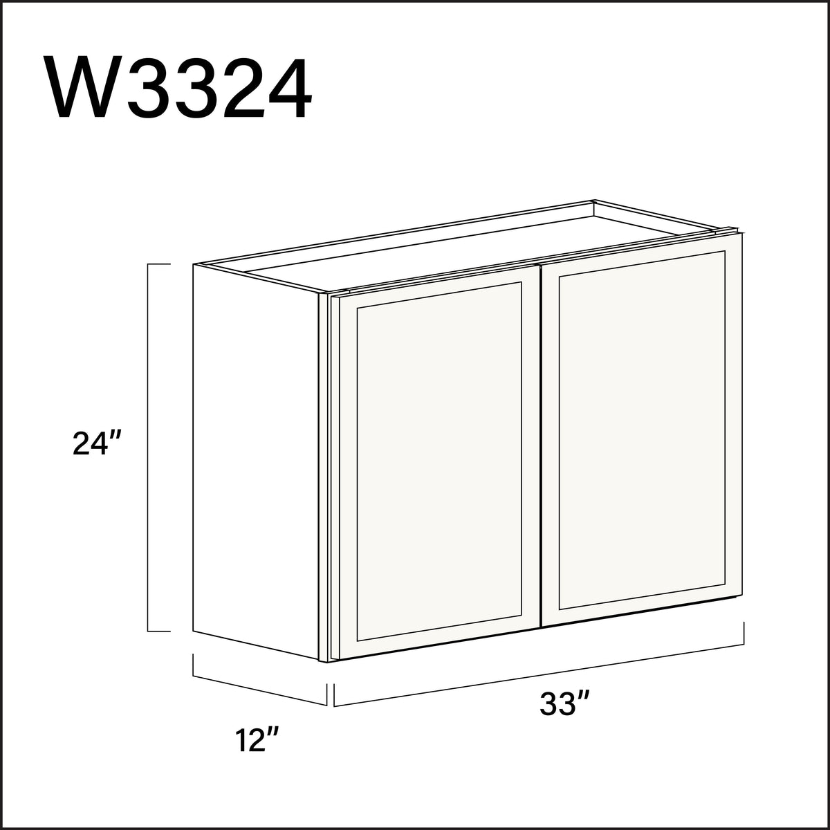 White Slim Shaker Double Door Wall Cabinet - 33" W x 24" H x 12" D