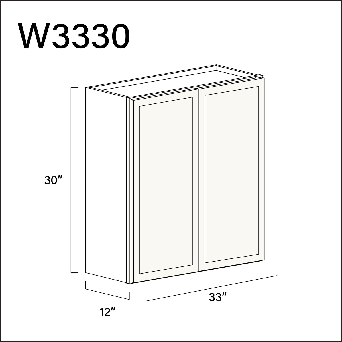 White Slim Shaker Double Door Wall Cabinet - 33" W x 30" H x 12" D