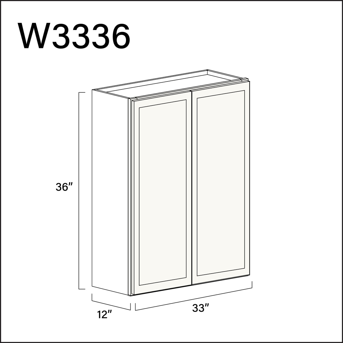 White Slim Shaker Double Door Wall Cabinet - 33" W x 36" H x 12" D