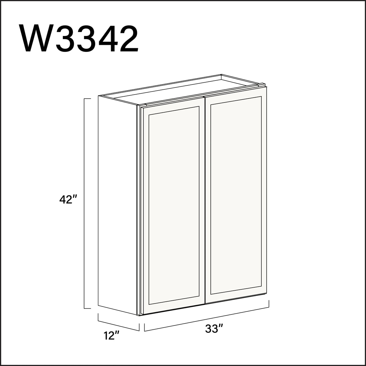White Slim Shaker Double Door Wall Cabinet - 33" W x 42" H x 12" D APEX Cabinetry