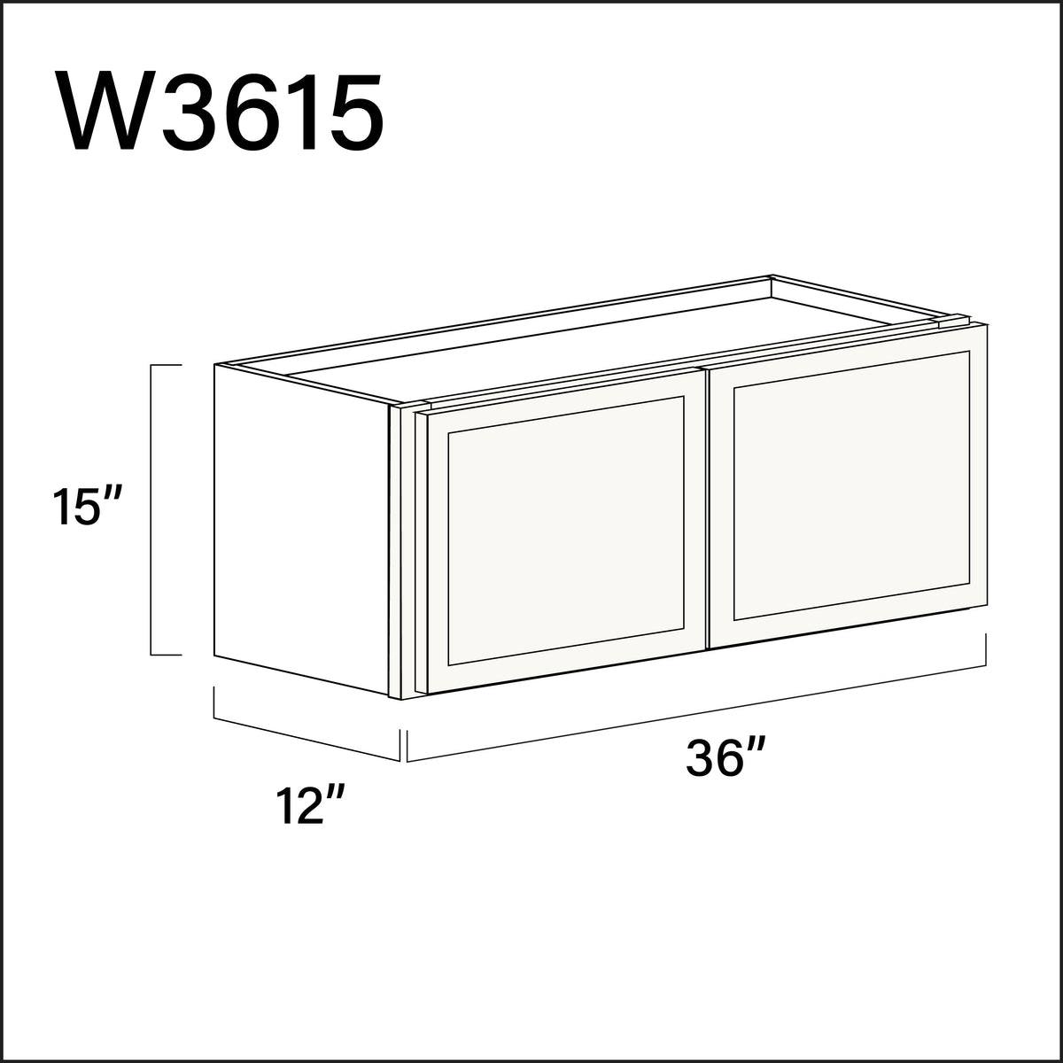 White Slim Shaker Double Door Wall Cabinet - 36" W x 15" H x 12" D