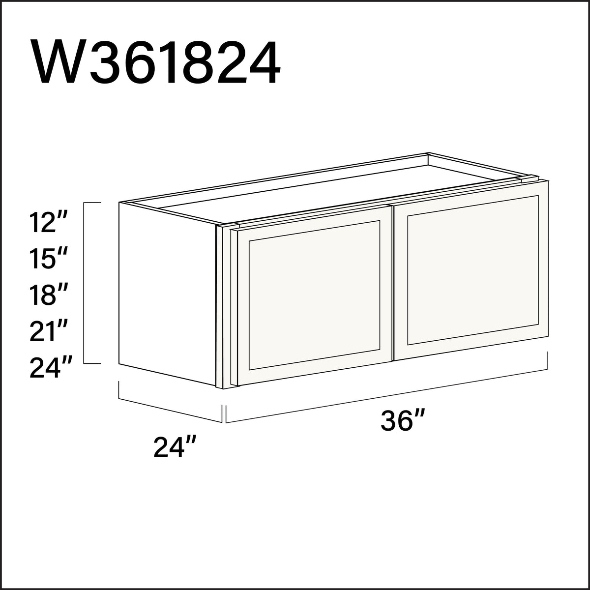 White Slim Shaker Wall Bridge Double Door Cabinet - 36" W x 18" H x 24" D