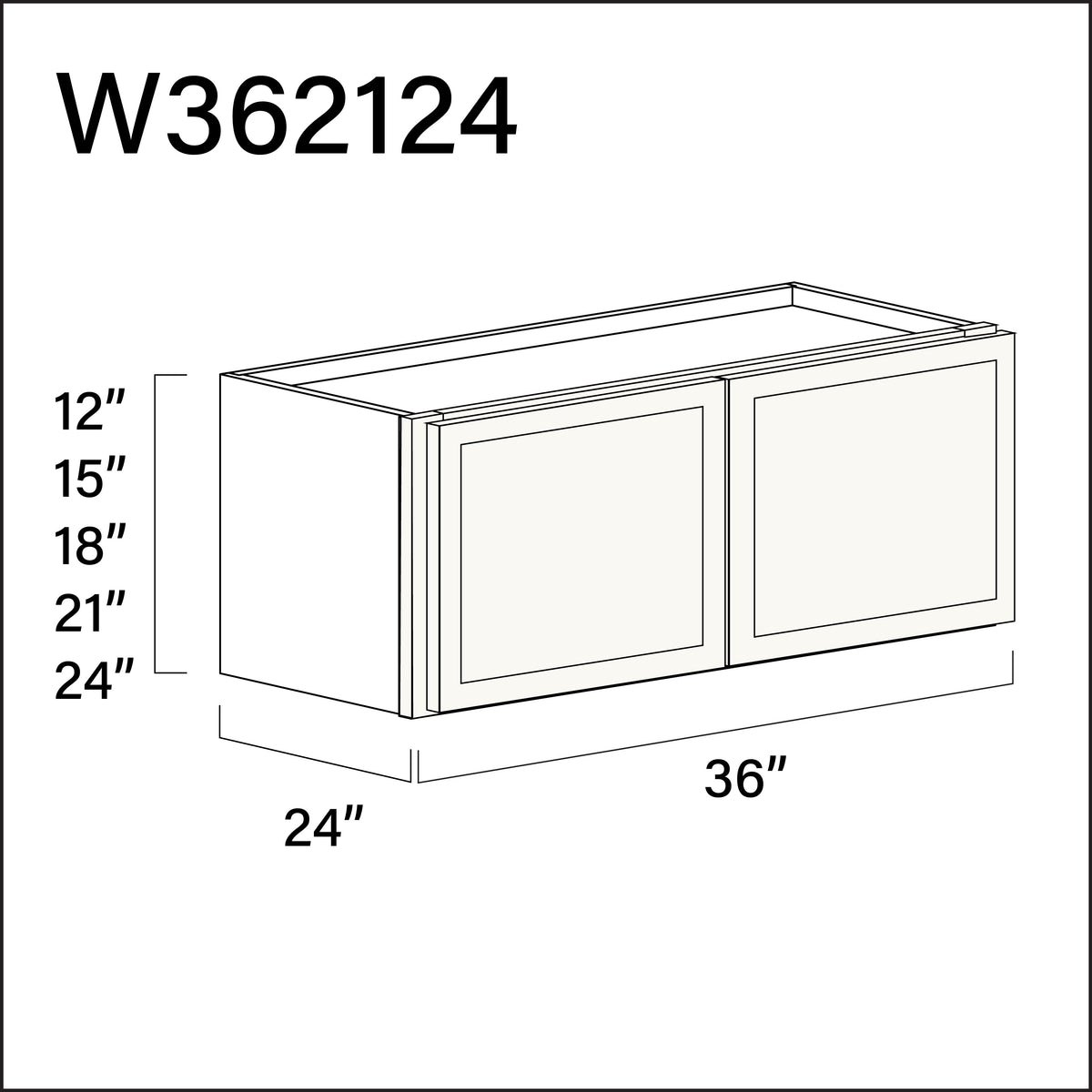 White Slim Shaker Wall Bridge Double Door Cabinet - 36" W x 21" H x 24" D