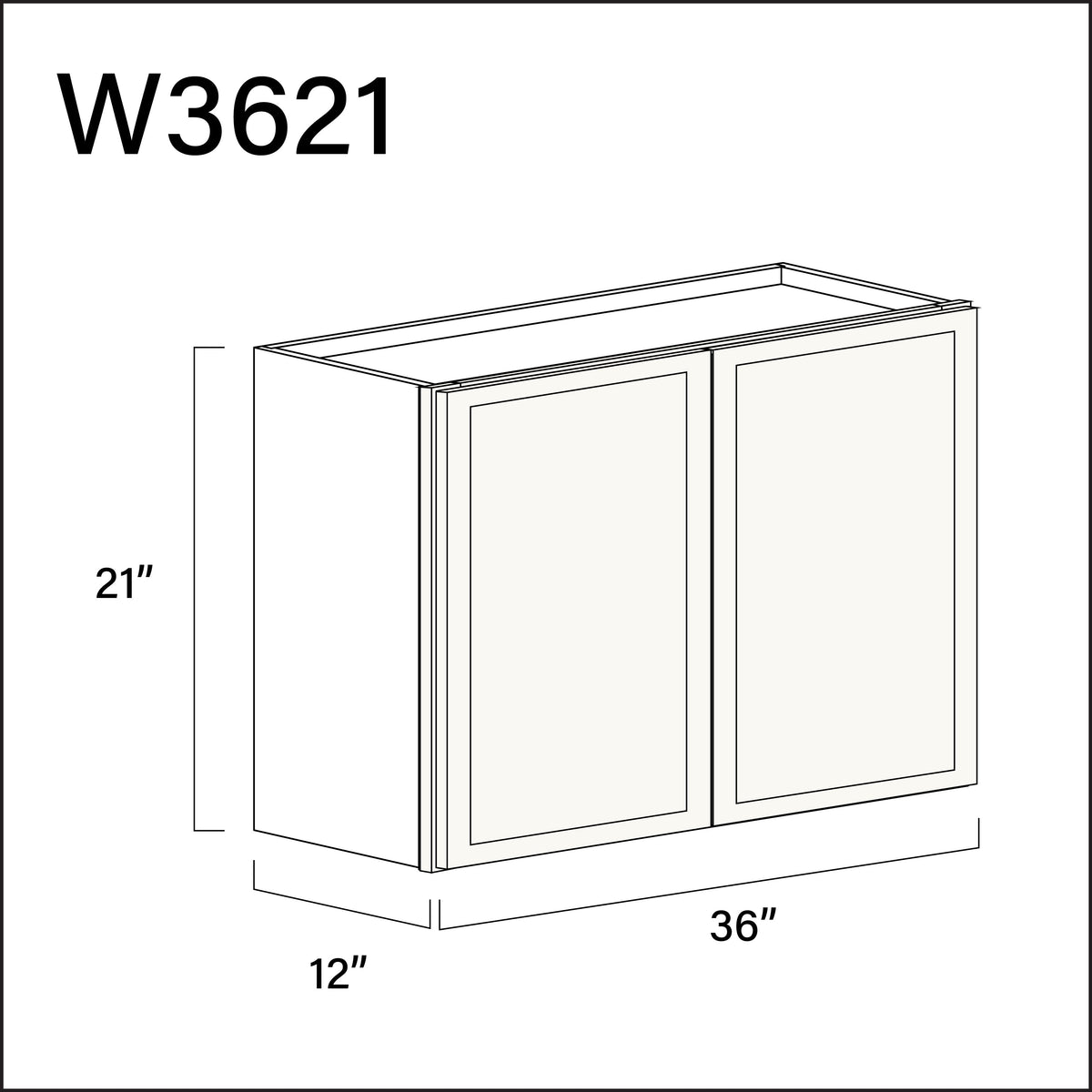 White Slim Shaker Double Door Wall Cabinet - 36" W x 21" H x 12" D