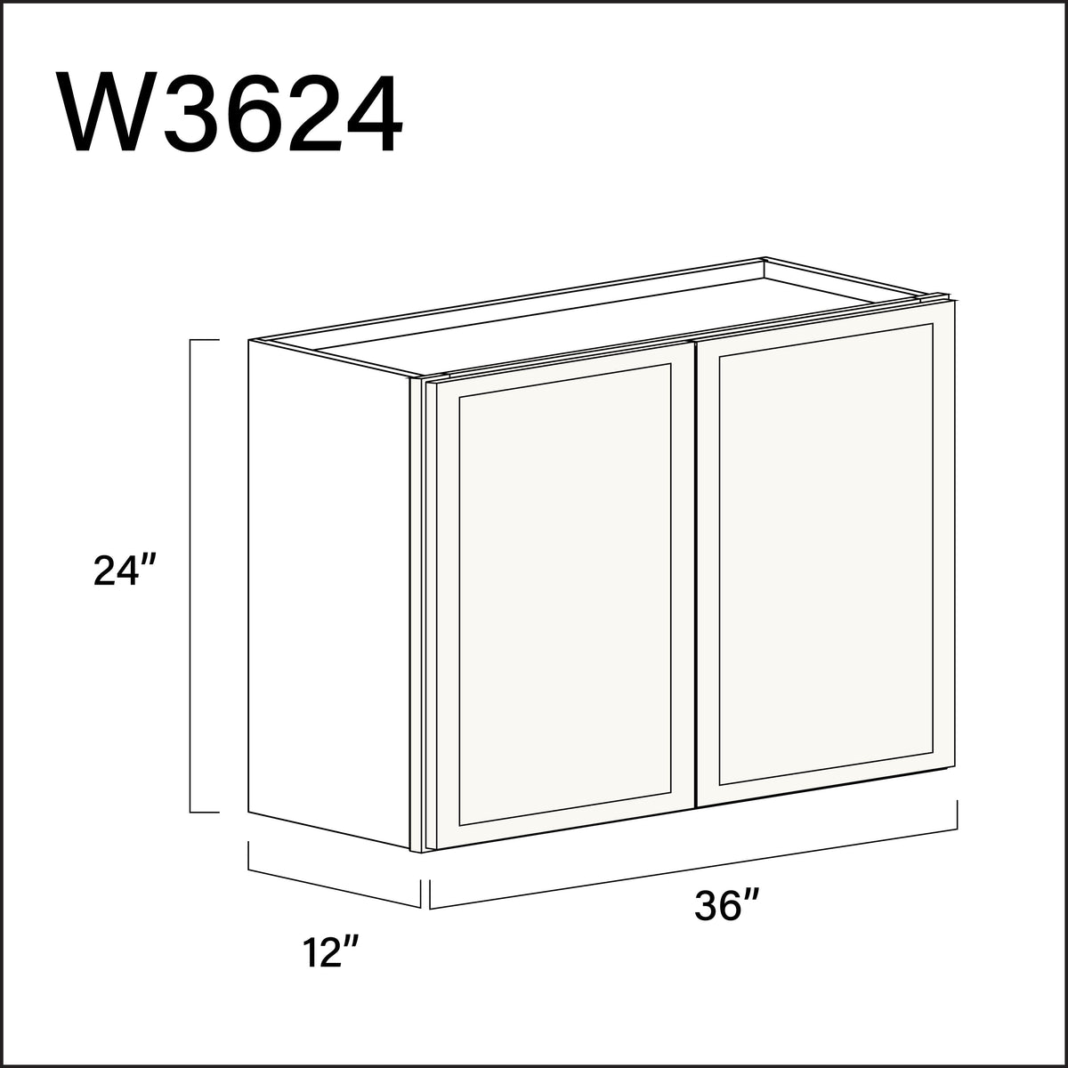 White Slim Shaker Double Door Wall Cabinet - 36" W x 24" H x 12" D