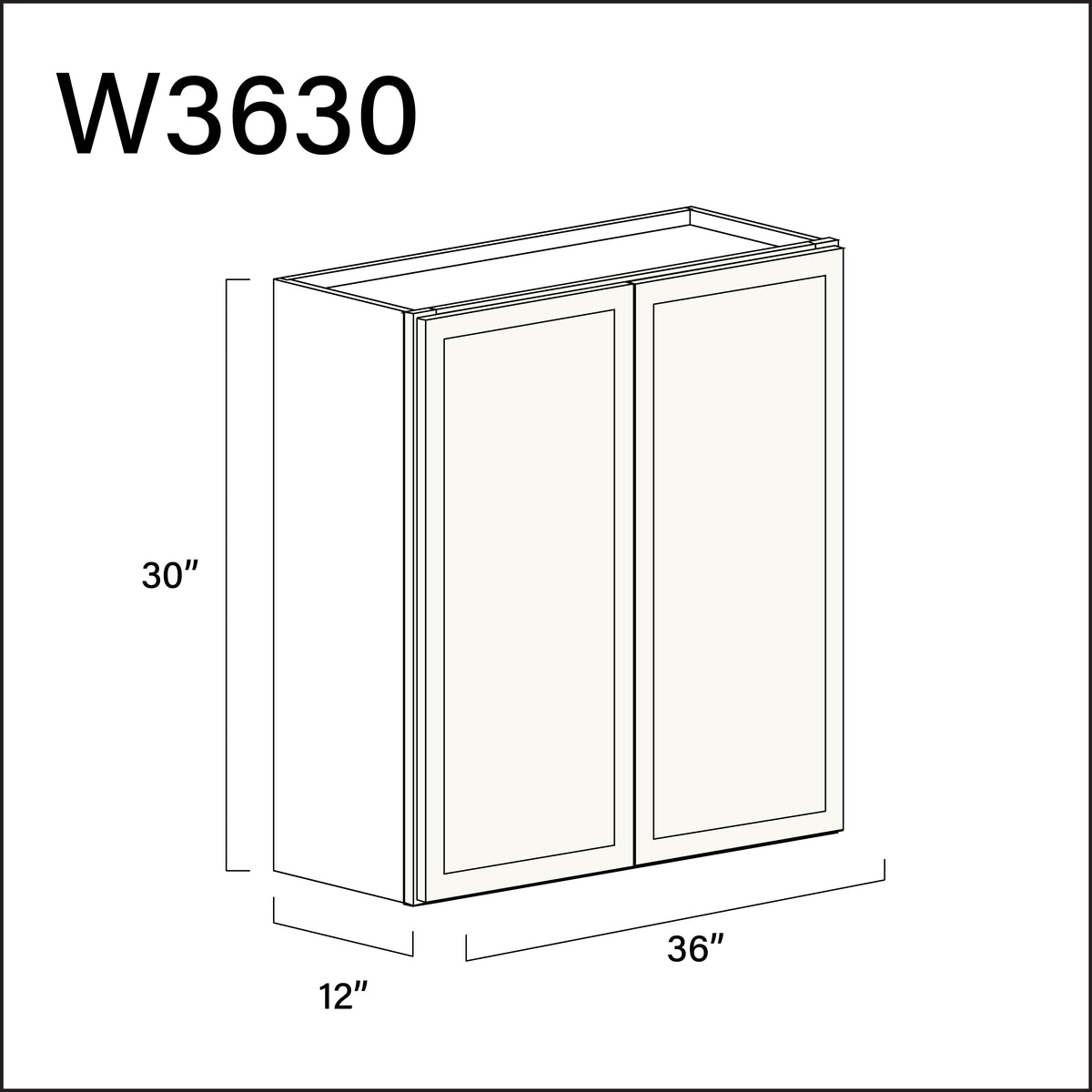 White Slim Shaker Double Door Wall Cabinet - 36" W x 30" H x 12" D