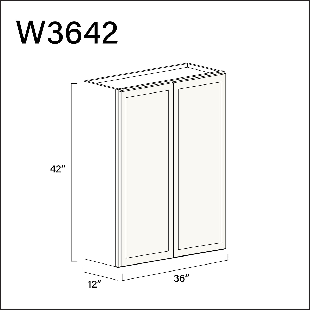 White Slim Shaker Double Door Wall Cabinet - 36" W x 42" H x 12" D