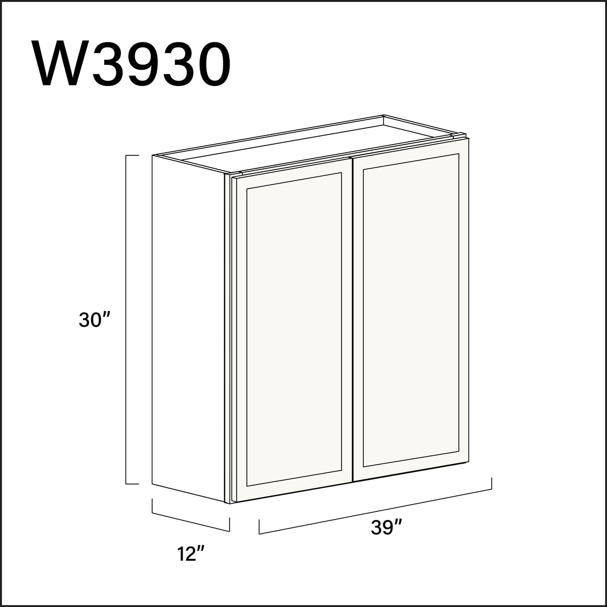 White Slim Shaker Double Door Wall Cabinet - 39" W x 30" H x 12" D