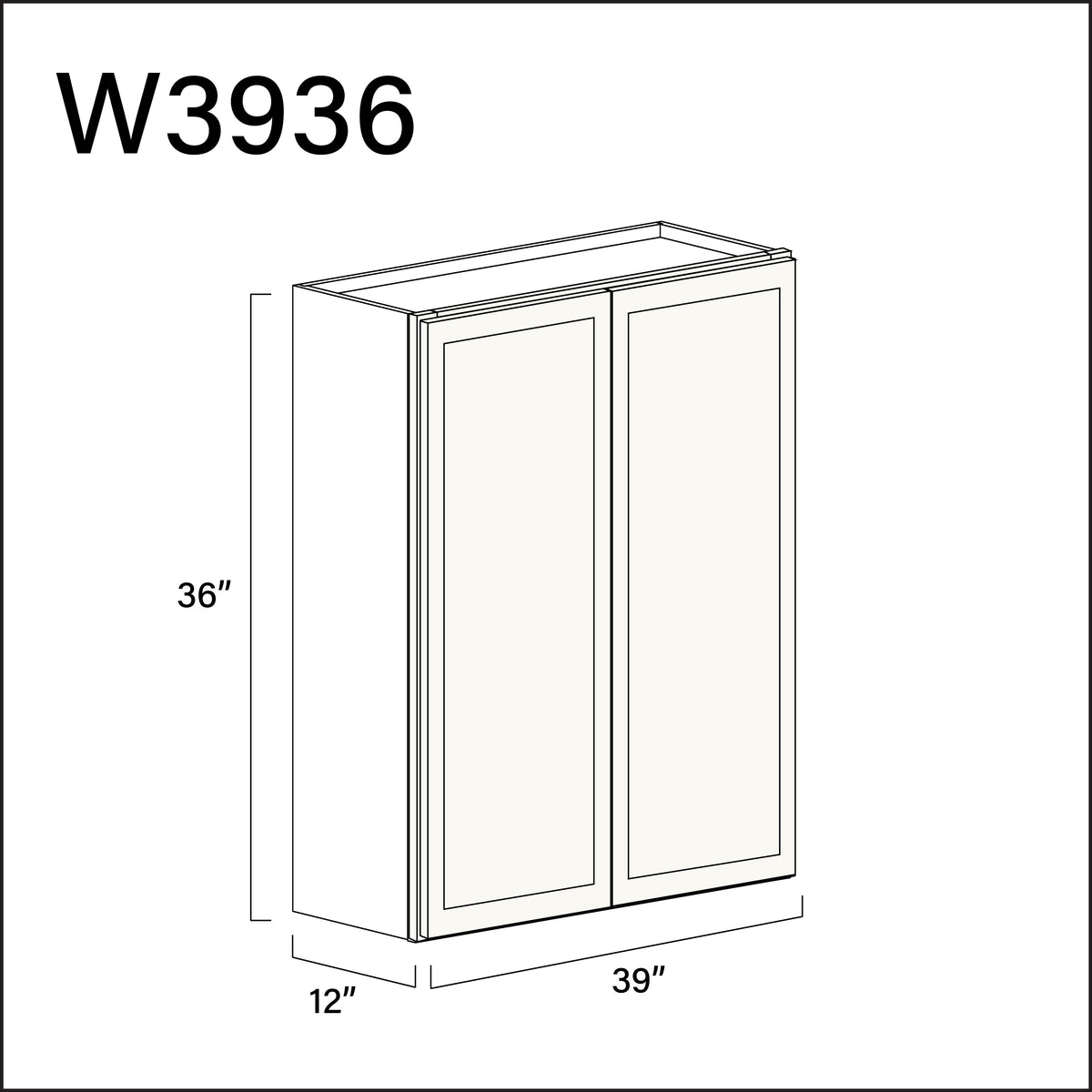 White Slim Shaker Double Door Wall Cabinet - 39" W x 36" H x 12" D