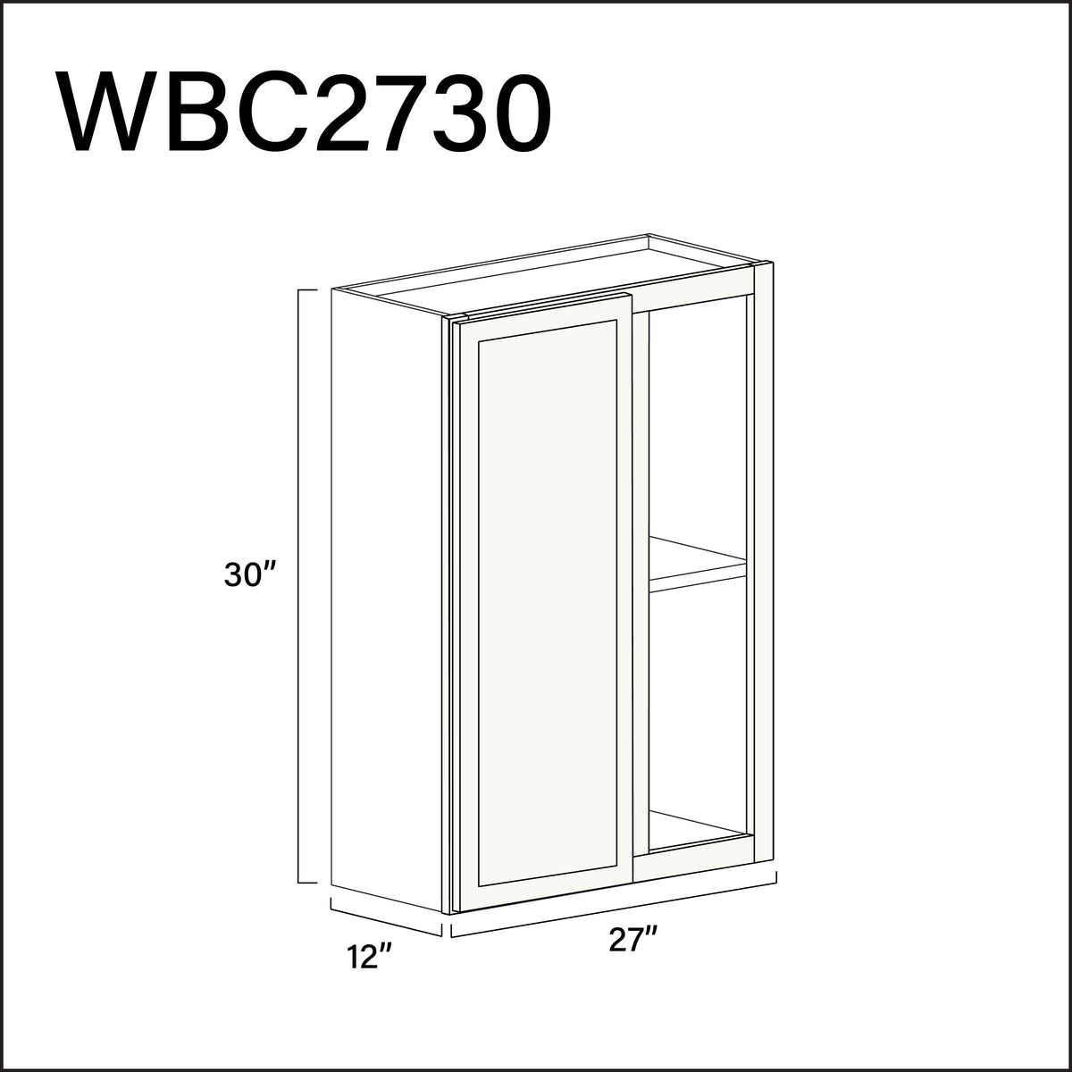 White Slim Shaker Wall Blind Corner Cabinet - 27" W x 30" H x 12" D