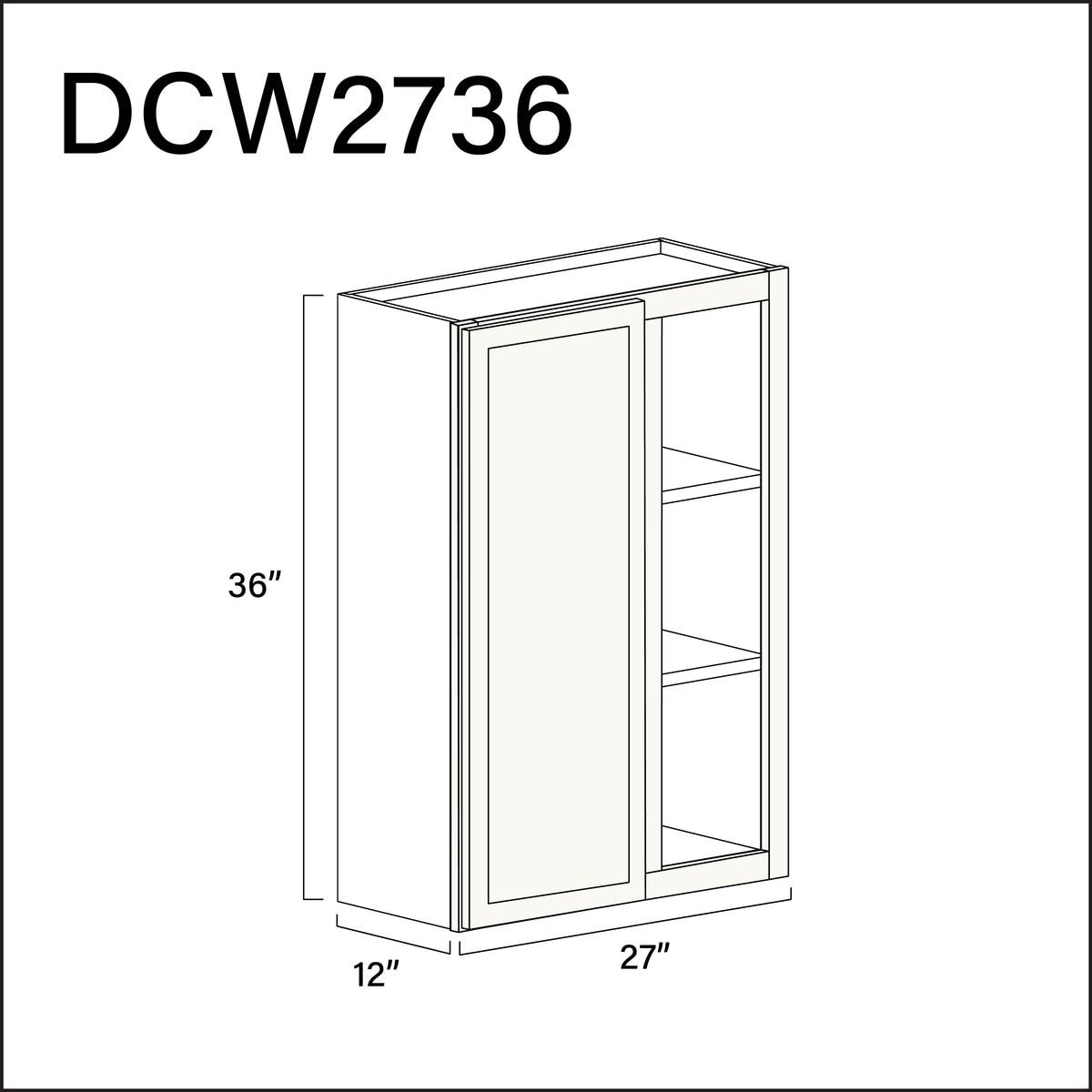 White Slim Shaker Wall Blind Corner Cabinet - 27" W x 36" H x 12" D