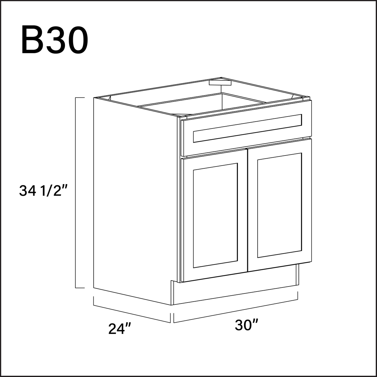 Revival White Antique 1 Drawer 2 Door Kitchen Base Cabinet - 30" W x 34.5" H x 24" D