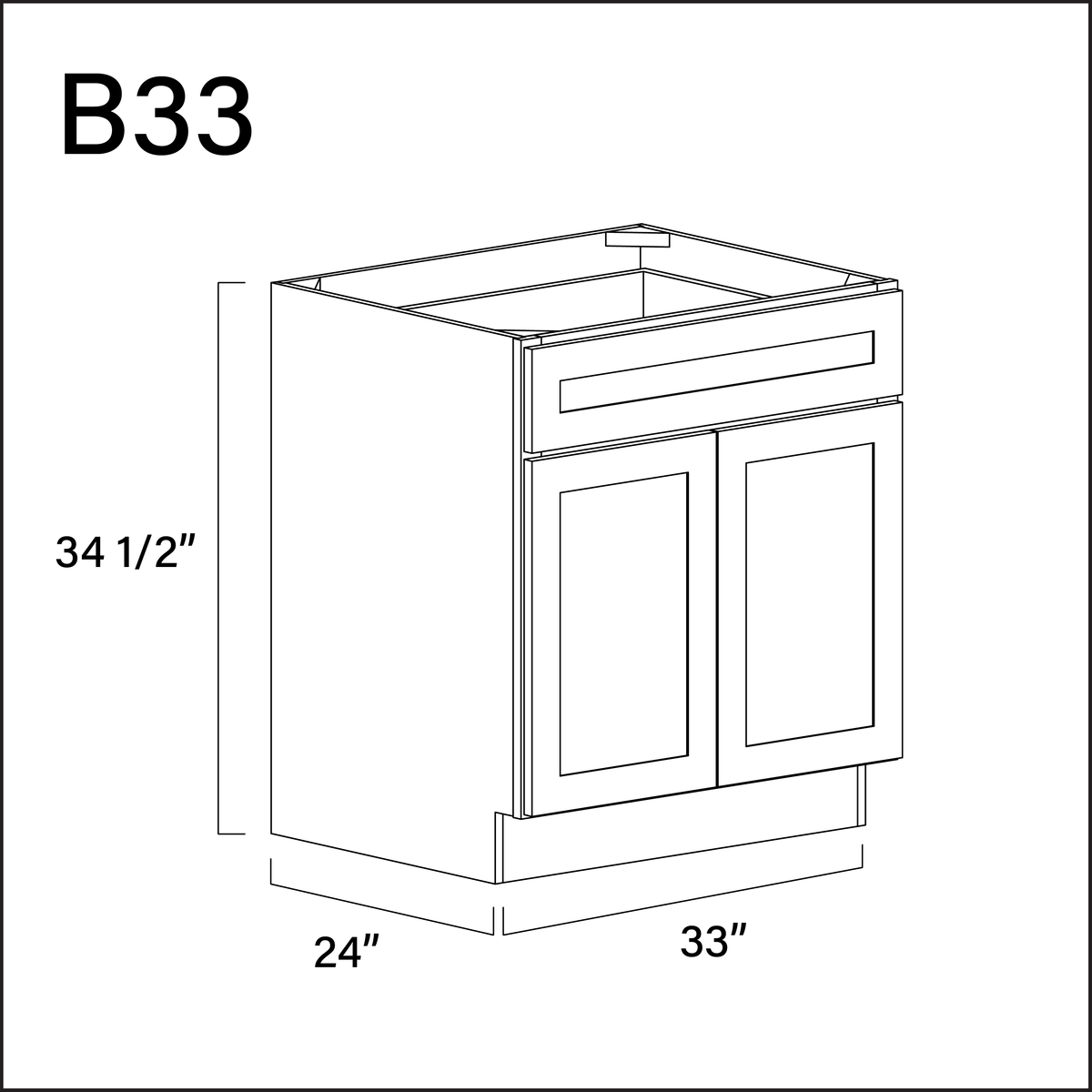 Revival White Antique 1 Drawer 2 Door Kitchen Base Cabinet - 33" W x 34.5" H x 24" D