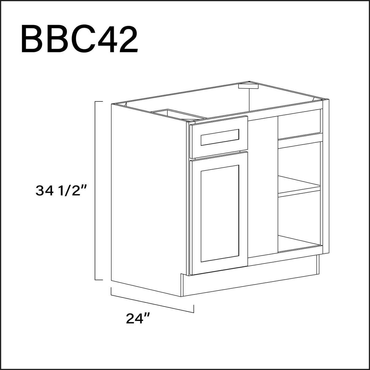 Revival White Antique Base Blind Corner Cabinet - 39" W x 34.5" H x 24" D