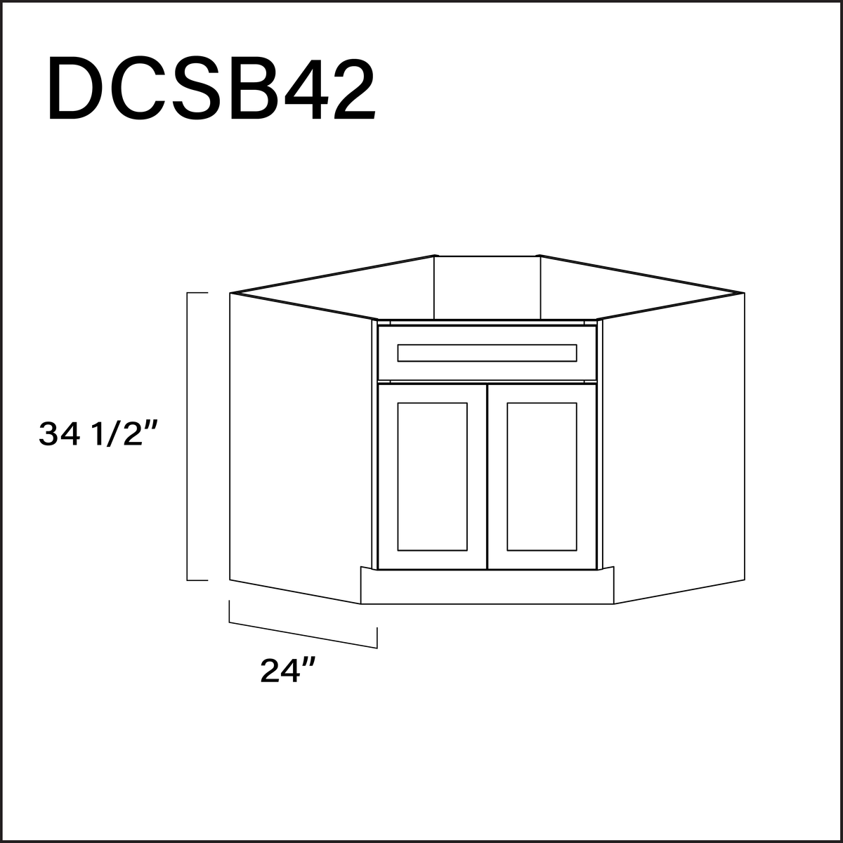 Revival White Antique Diagonal Sink Base Kitchen Cabinet - 42" W x 34.5" H x 24" D