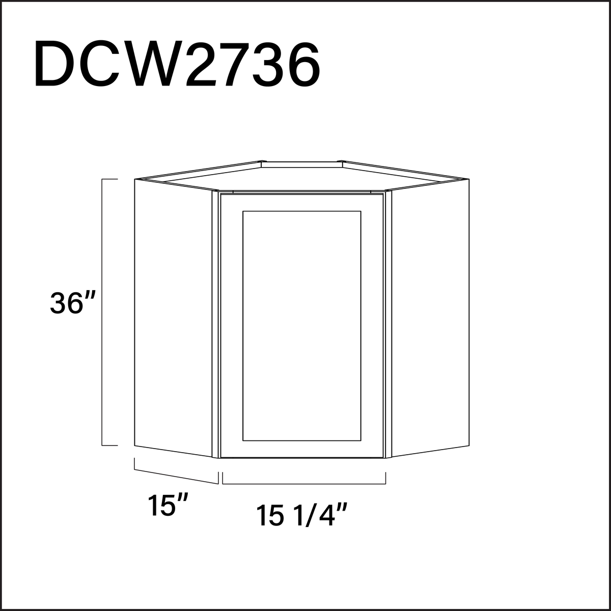 White Shaker Diagonal Wall Corner Cabinet - 27" W x 36" H x 15" D