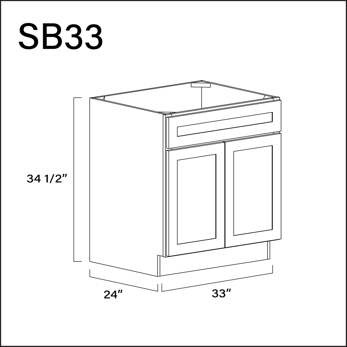 Revival White Antique Sink Base Kitchen Cabinet - 33" W x 34.5" H x 24" D