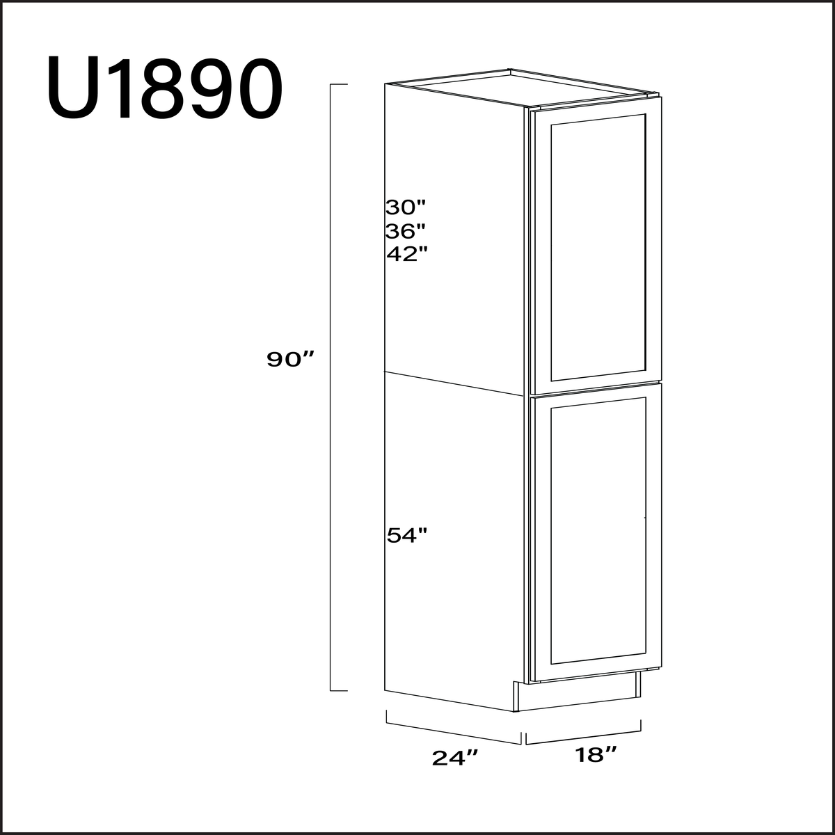 Revival White Antique Single Door Pantry Cabinet - 18" W x 90" H x 24" D