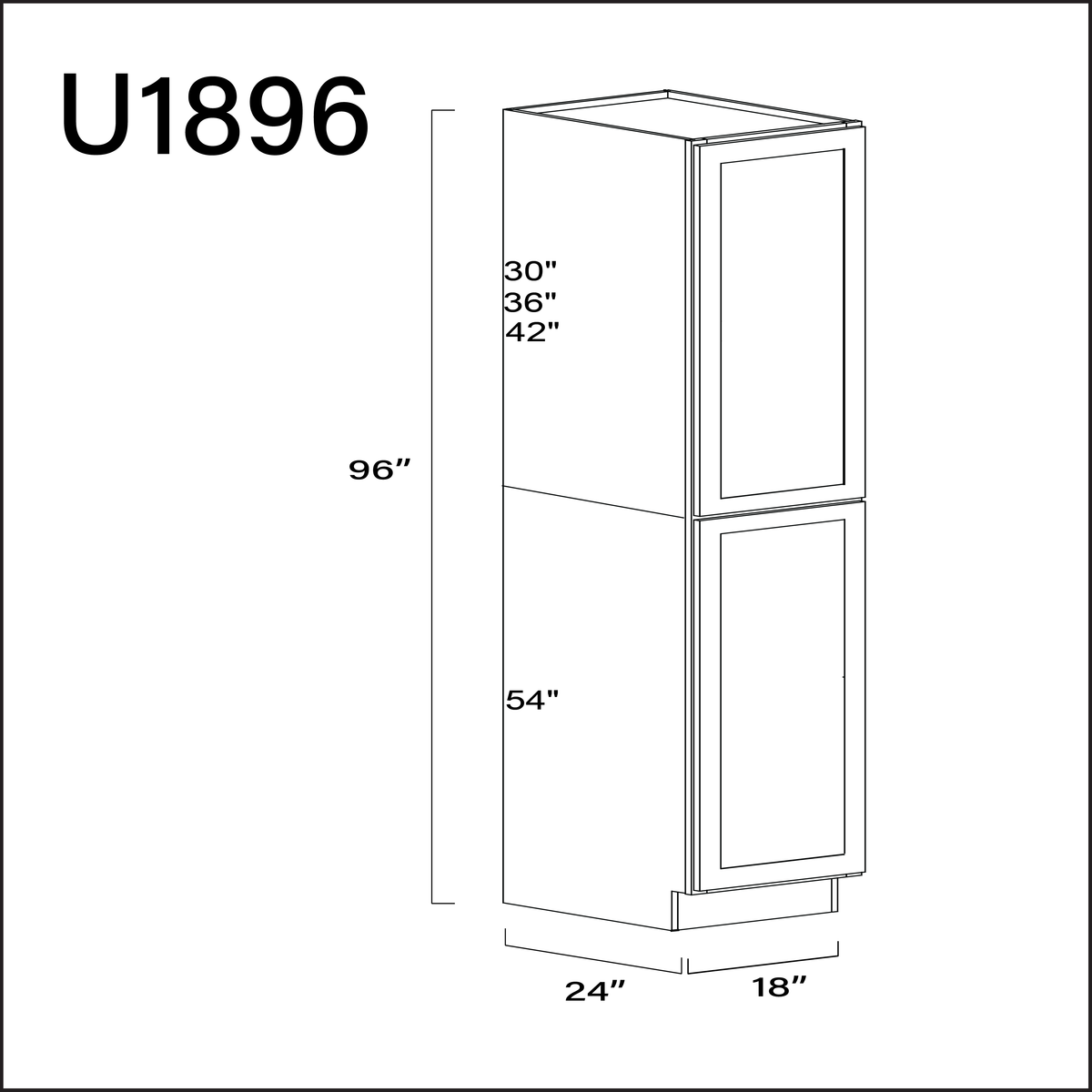 Revival White Antique Single Door Pantry Cabinet - 18" W x 96" H x 24" D