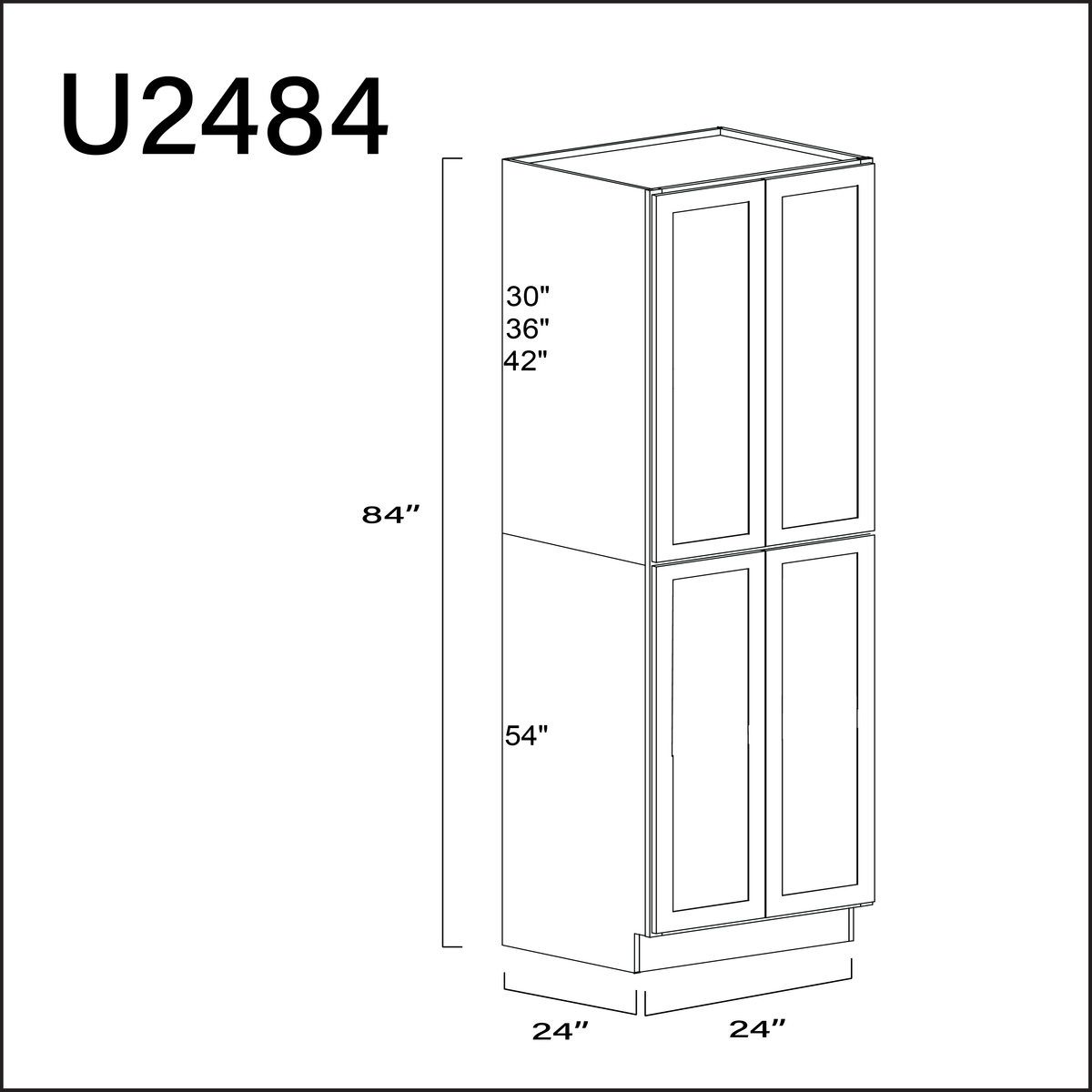 Revival White Antique Double Door Pantry Cabinet - 24" W x 84" H x 24" D