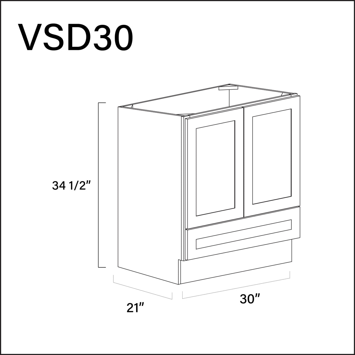 Revival White Antique Bottom Drawer Vanity Sink Base Cabinet - 30" W x 34.5" H x 21" D