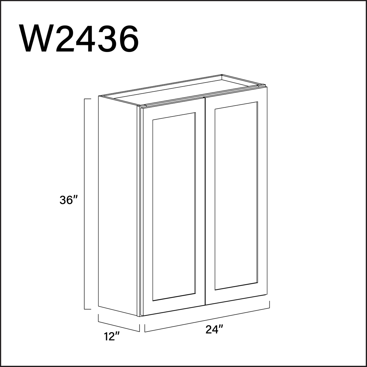 White Shaker Double Door Wall Cabinet - 24" W x 36" H x 12" D