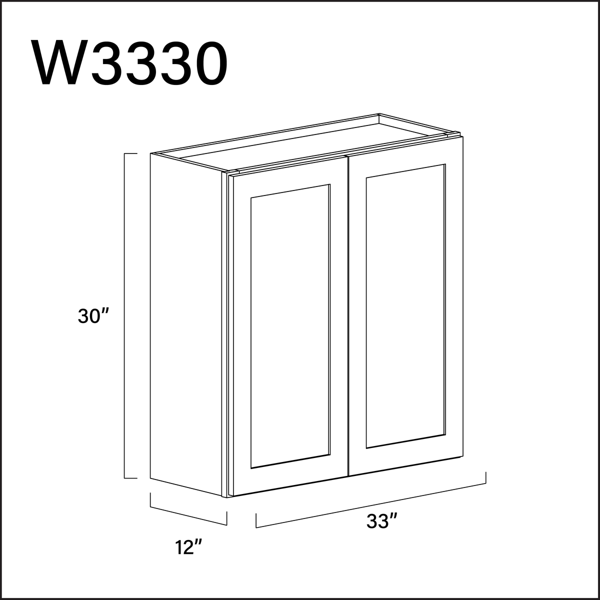 White Shaker Double Door Wall Cabinet - 33" W x 30" H x 12" D