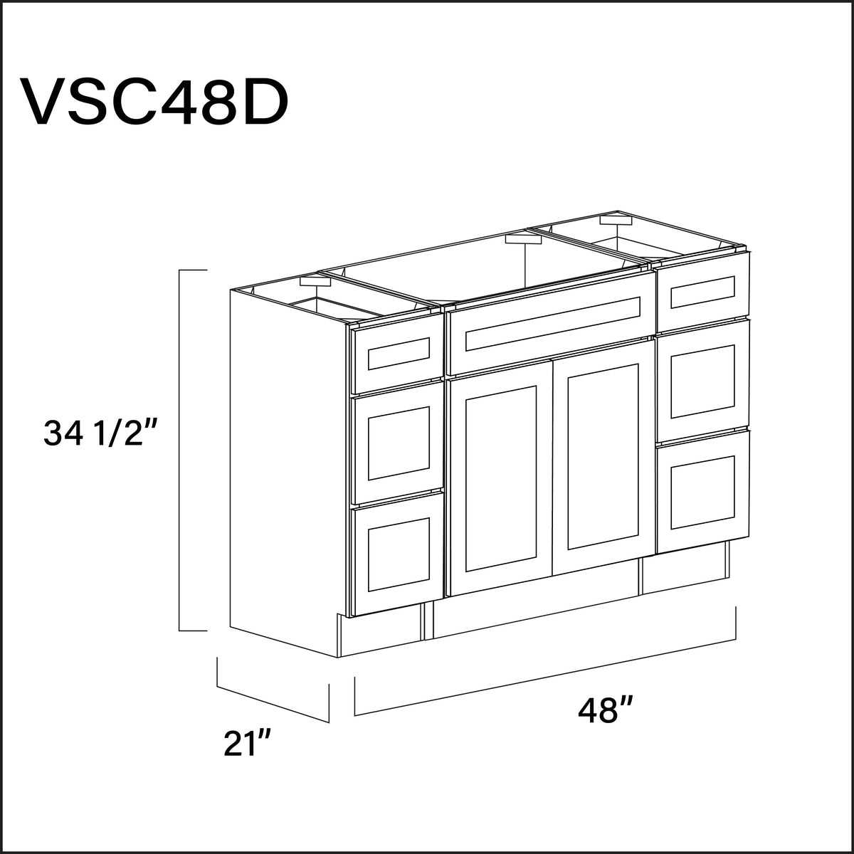 Revival White Antique Vanity Sink Combo D Cabinets - 48" W x 34.5" H x 21" D