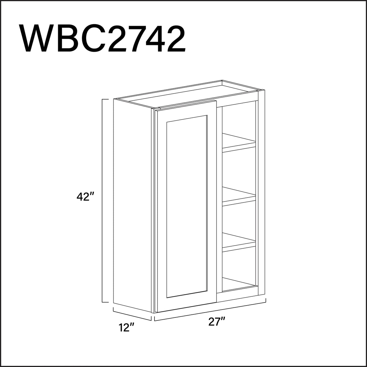 White Shaker Wall Blind Corner Cabinet - 27" W x 42" H x 12" D APEX Cabinetry