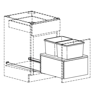 Trash Pull Out Double Standard Base Hardware and Cabinets